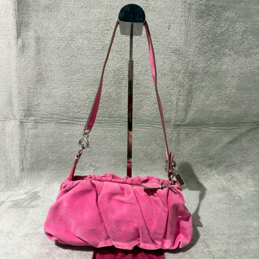 バッグ D&G Gathering Shoulder Bag Suede Pink