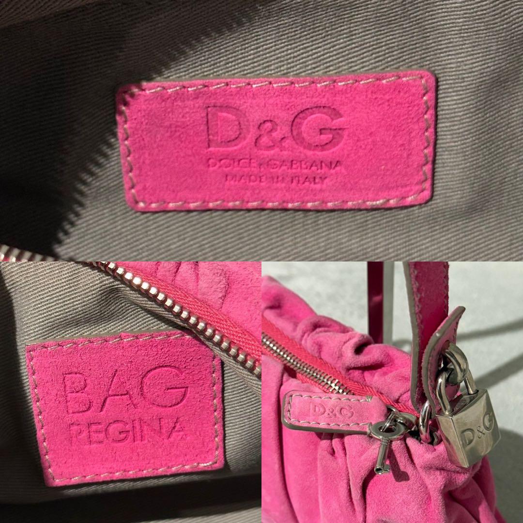 バッグ D&G Gathering Shoulder Bag Suede Pink