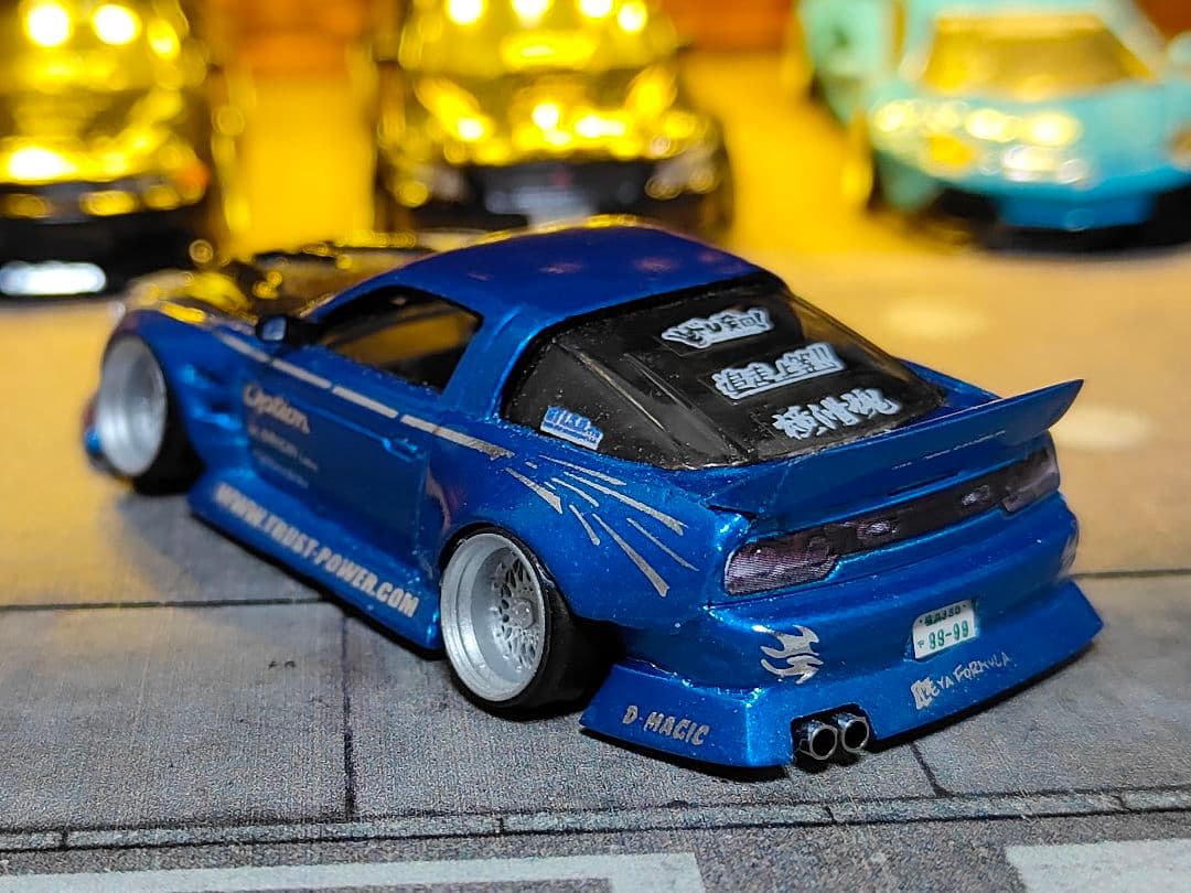 ホットウィールカスタム 日産 180sx フルエアロ ドリ車 深リムトミカ改造青