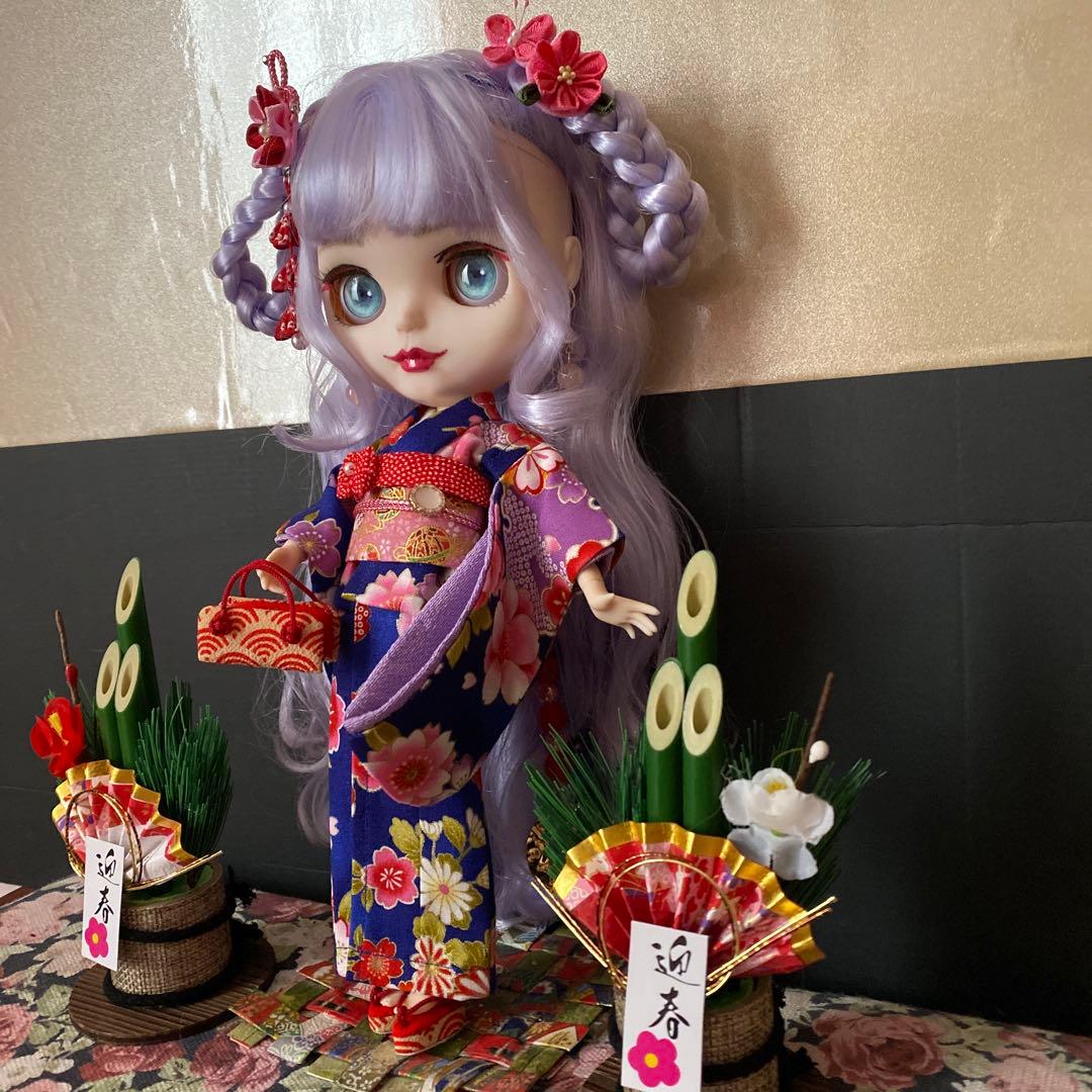 『謹賀新年 2026』カスタムドール 薄いピンク&水色mixふんわりパープルヘア