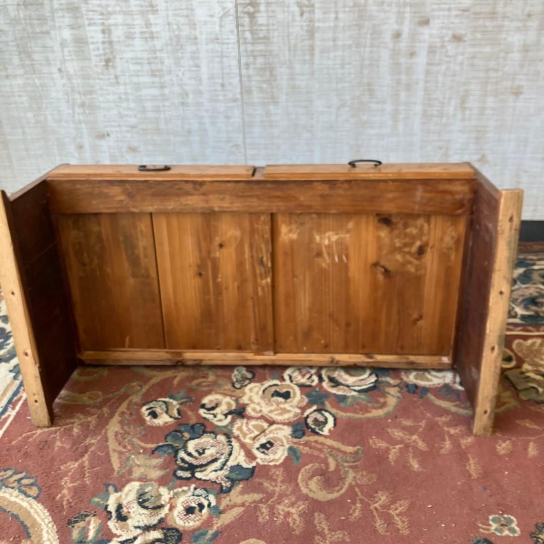 昭和レトロ アンティーク 古家具 木製文机 引き出し付き座卓 書斎机 無垢材