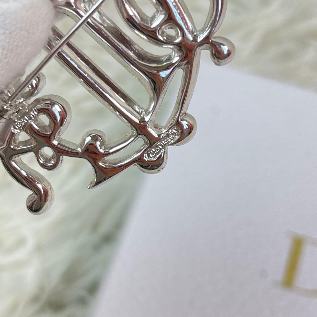 美品✨ディオールDIOR 旧ロゴ　エンブレム　ブローチ　ラインストーン