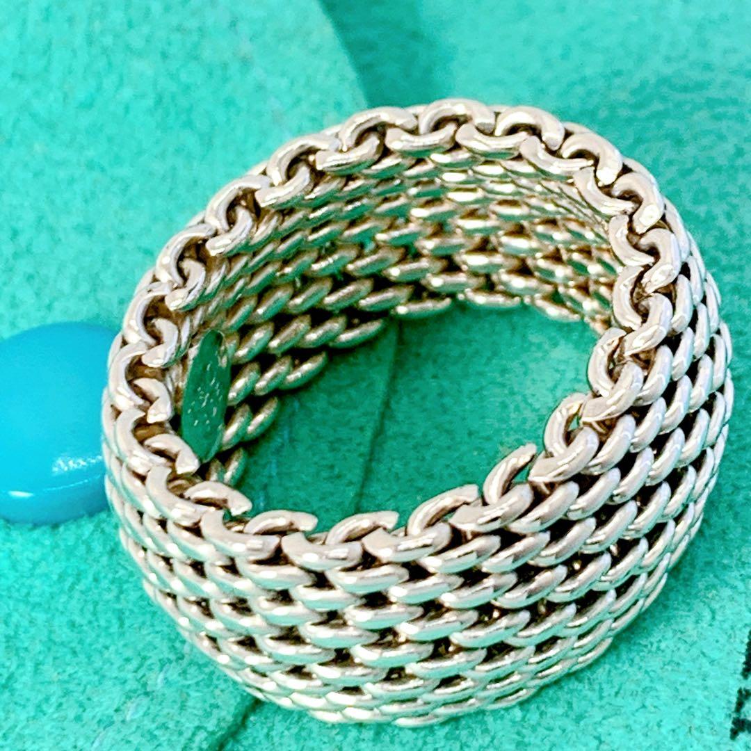 美品 ティファニー サマセット メッシュ リング 約12号 シルバー925