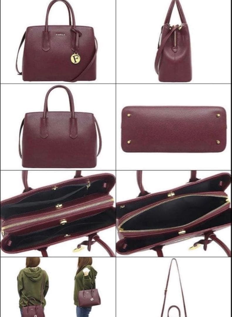 【超美品】フルラ　FURLA ハンドバッグ バーガンディー ショルダーバック