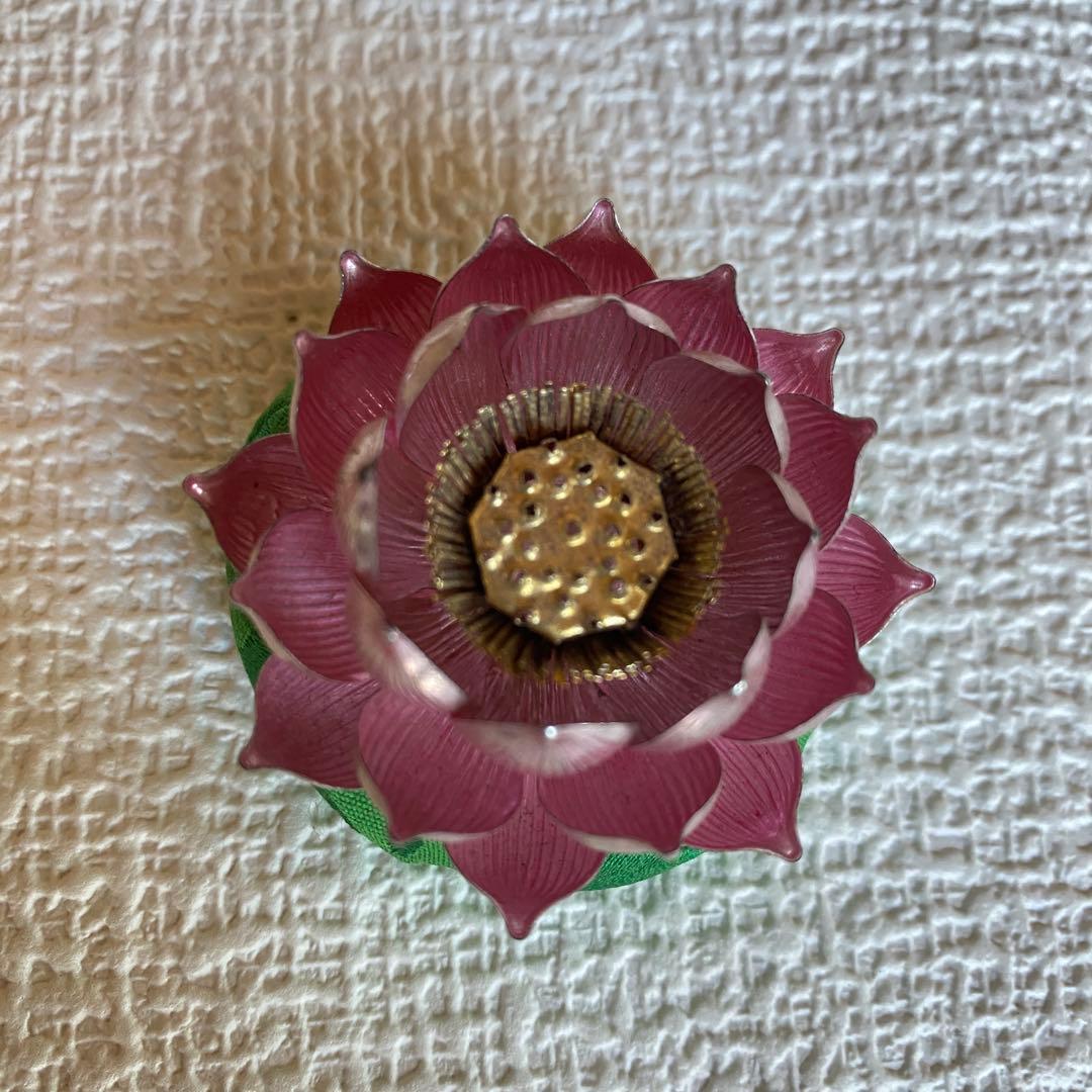 美品✨光則 純銀製仏花　蓮飾り（ピンク）1.7号　仏具　おりん　純金仕立て