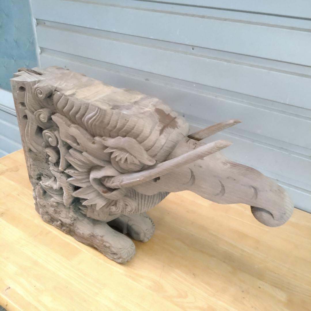 入手困難 象鼻 木鼻 木彫り 彫刻 手作り 高さ44cm 幅55cm 江戸時代