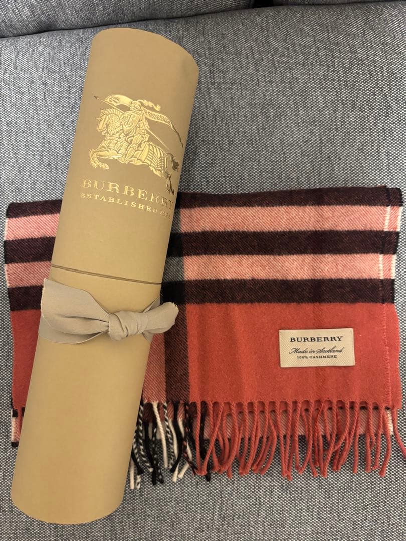 BURBERRY チェック柄マフラー ピンク系