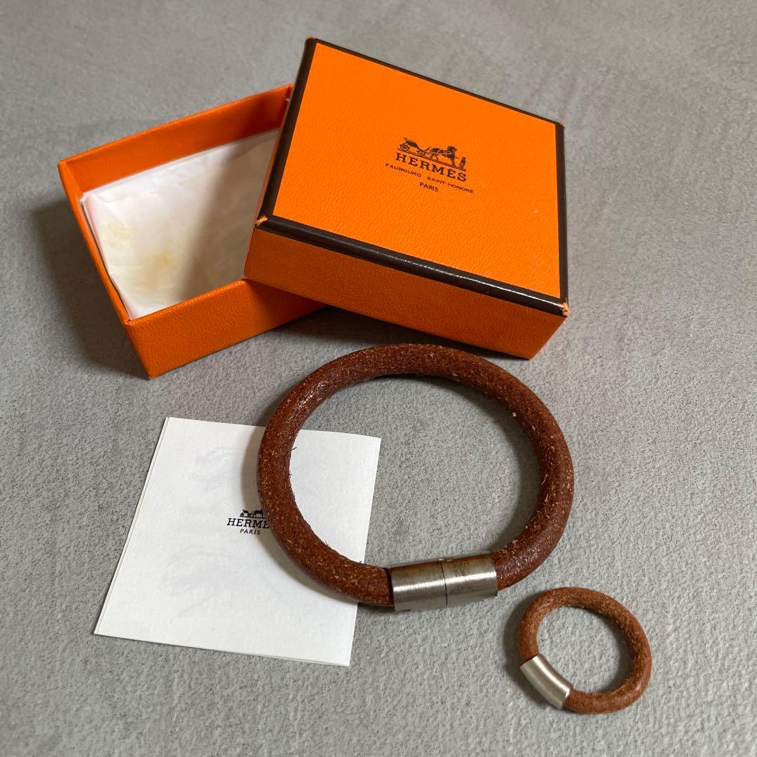HERMES エルメス バングル リング 2点セット イオタ レザー H金具