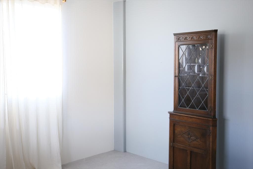 英国アンティークJC製コーナーキャビネット/ディスプレイ棚/食器棚(91-26)