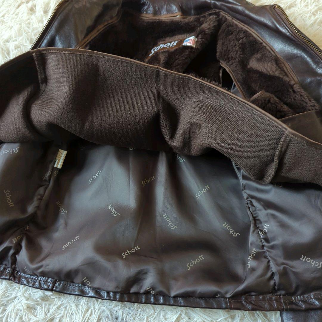 美品 希少 ショットトラッカージャケット 642VS 赤茶 本革 34