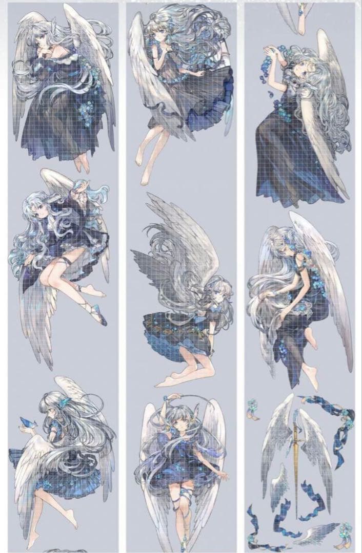 《在庫処分セール》海外　人物　マスキングテープ　墨魚 貝殼光11点、ホロ1点