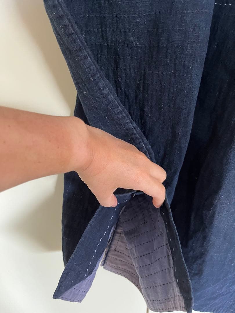 貴重！骨董 手縫い ビンテージ 藍 襤褸 ボロ 絣 刺し子 古布 半纏 はっぴ