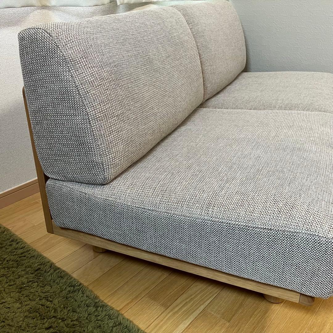 無印良品 ゆったり座れるアームレスソファ　２シーター　ポリエステル平織ベージュ