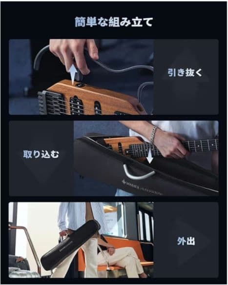 Donner HUSH-X エレキ トラベルギター マホガニ 旅行/出張/練習に