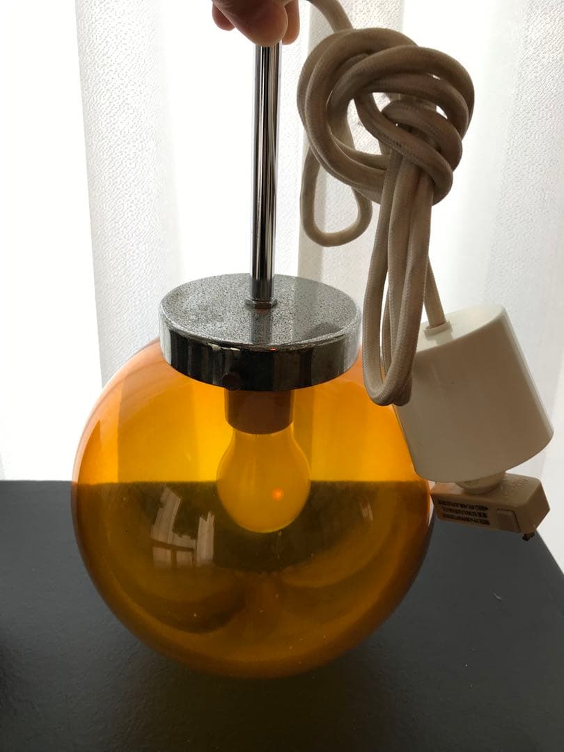 昭和 レトロ 照明 レトロ照明 アンバー ガラス ペンダントライト 吊り下げ照明