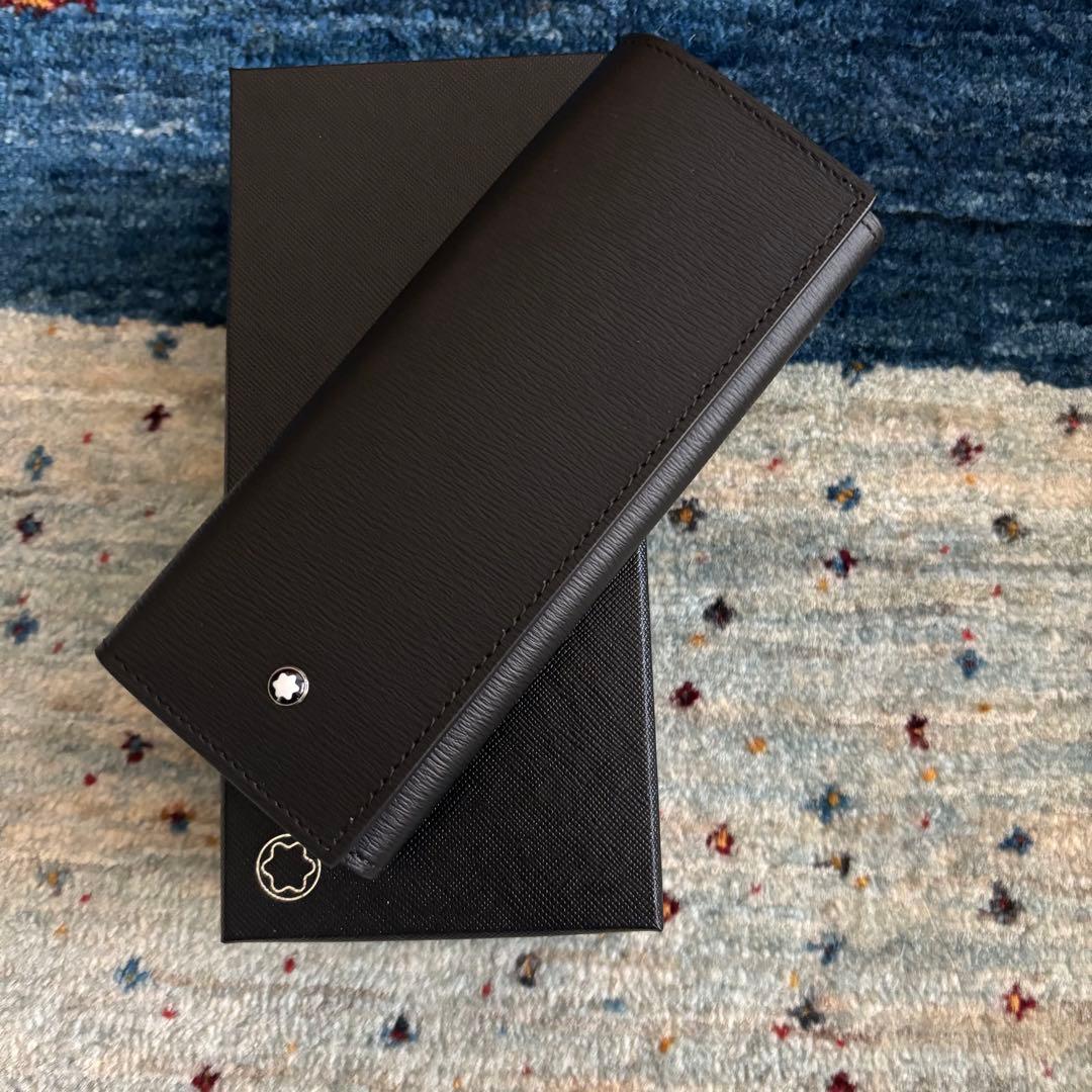 新品未使用品 モンブラン ブラックレザー 2ペンケース