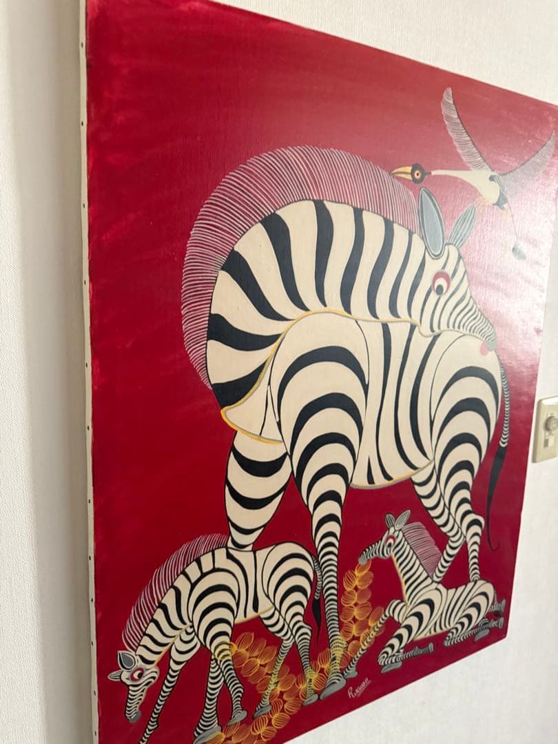 ティンガティンガ　シマウマの親子と鳥