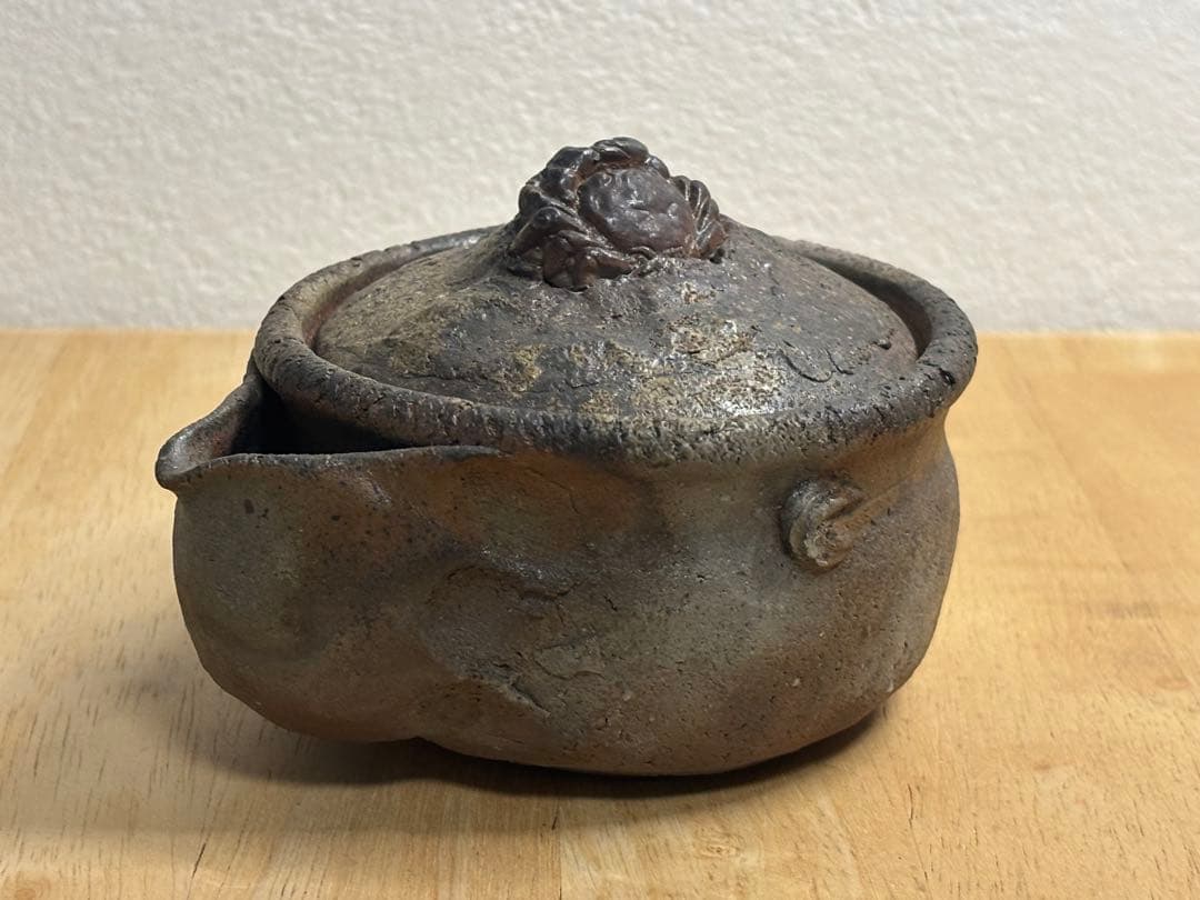 70.備前焼 宝瓶 登り窯 蟹 かに カニ 手びねり 急須