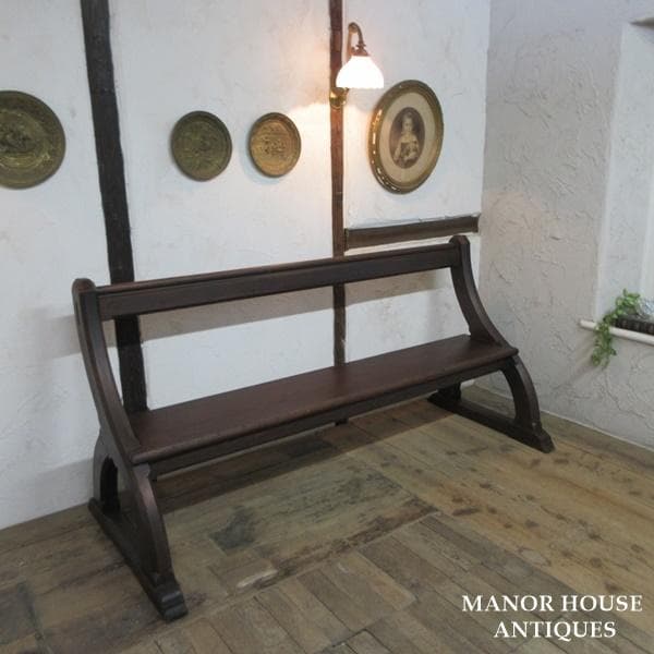 イギリス アンティーク 家具 ロングベンチ 長椅子 チェア 店舗什器 6866d