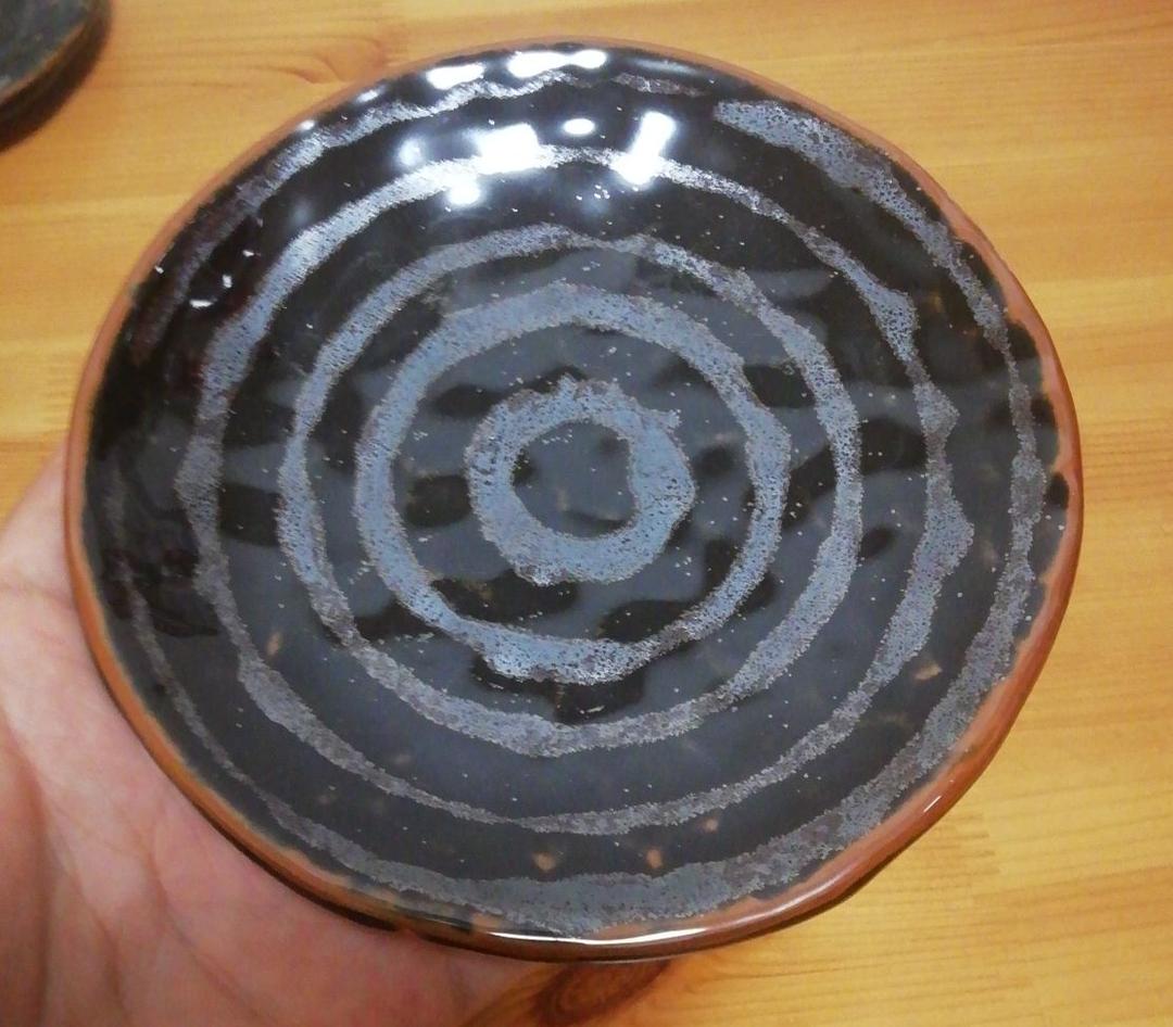 青木龍山作　天目釉　銘々皿　五枚　食器