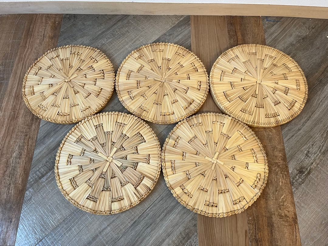 茶道具 露地道具 円座 5客揃 藁竹 天然素材 座具 敷物 紙箱
