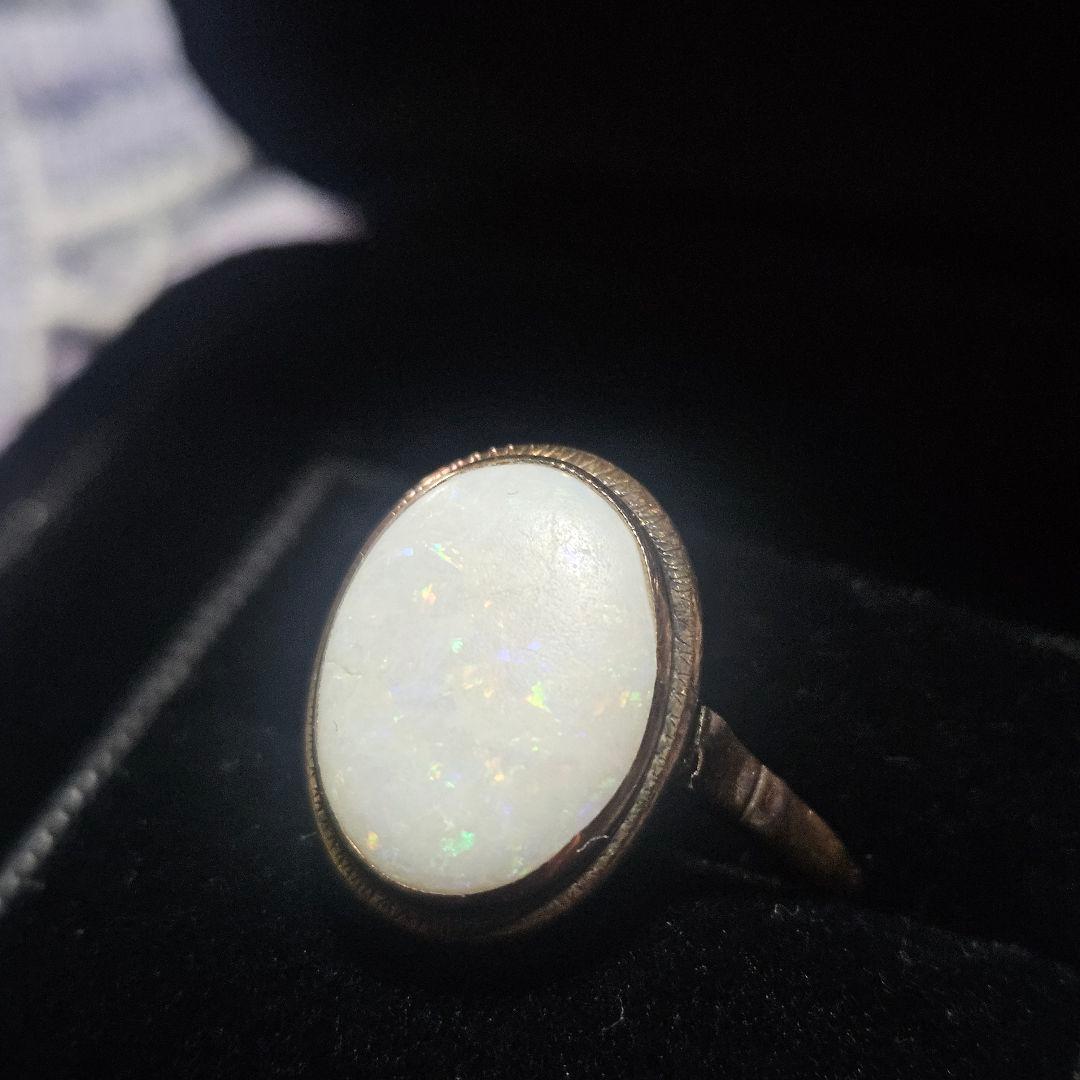 K18刻印有 アンティーク ホワイトオパール リング