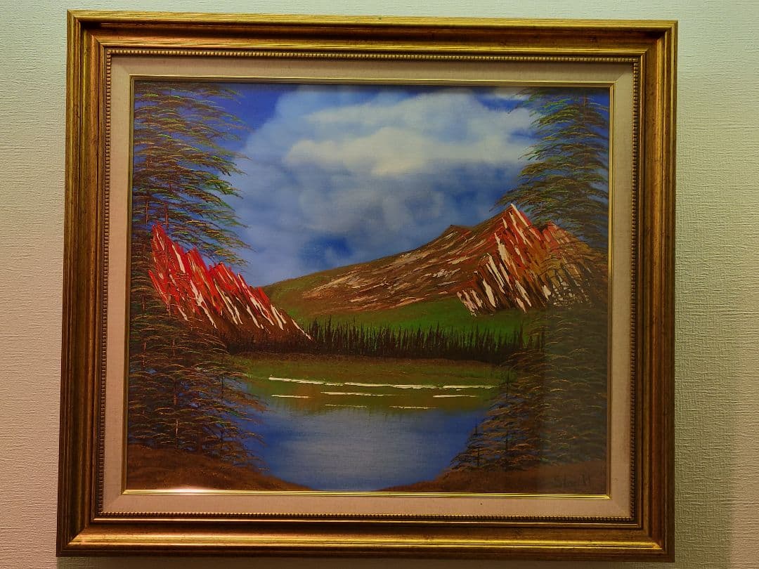 絵画 Mountain ridge lake