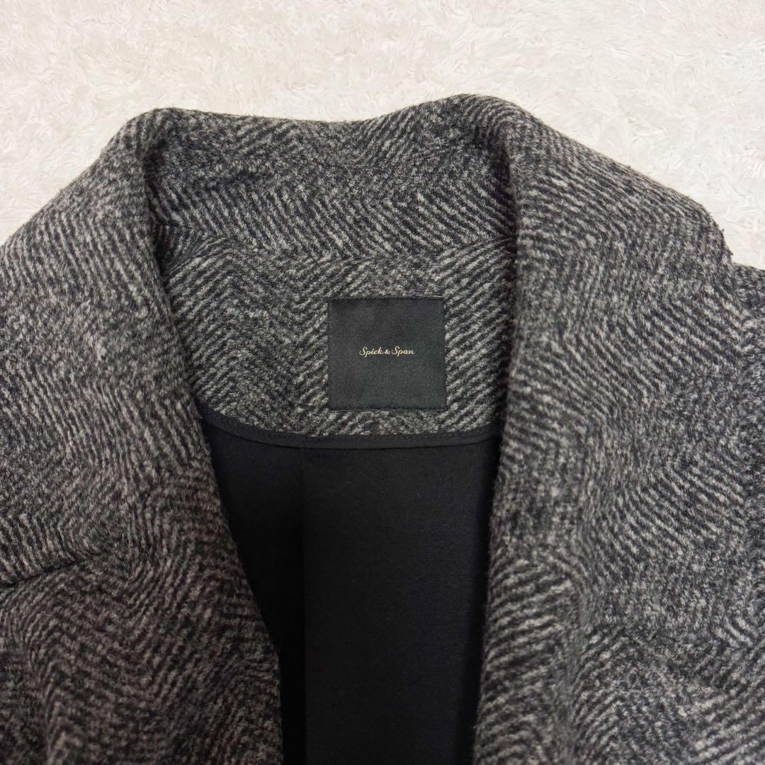 スピックアンドスパン Wスライバーヘリンボーンミドルコート 22AW