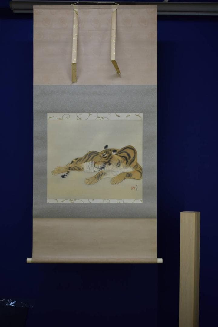 真作/東原方僊/猛虎図/布袋屋掛軸HG-991