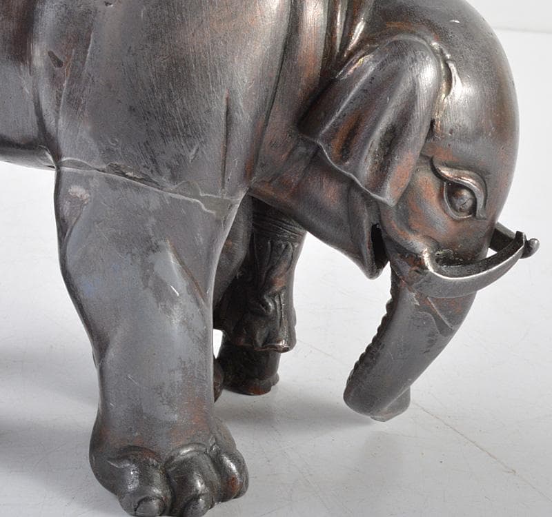 中国　あんちん製　象に唐子　置物　約1089g　M　R4775