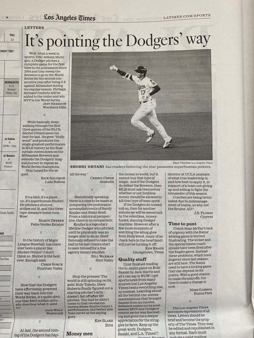 Shohei Ohtani Los Angeles Times 新聞セット