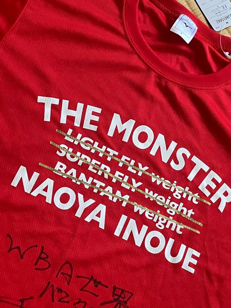 井上尚弥直筆サイン入りtシャツL赤ミズノ製