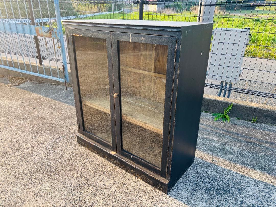 J31★関家具★ジョーカー 下台開き戸ガラス アンティーク キャビネット 両開き