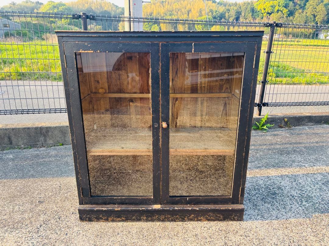 J31★関家具★ジョーカー 下台開き戸ガラス アンティーク キャビネット 両開き