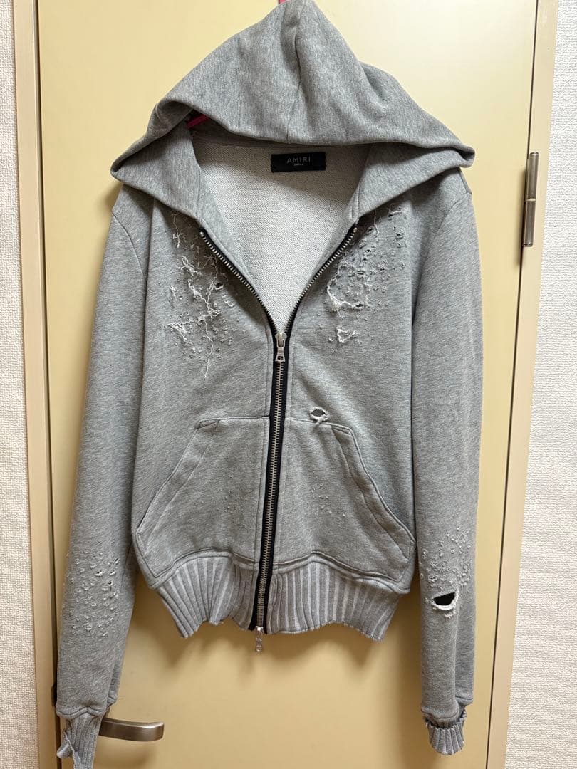 AMIRI ダメージ加工 ジップパーカー グレー