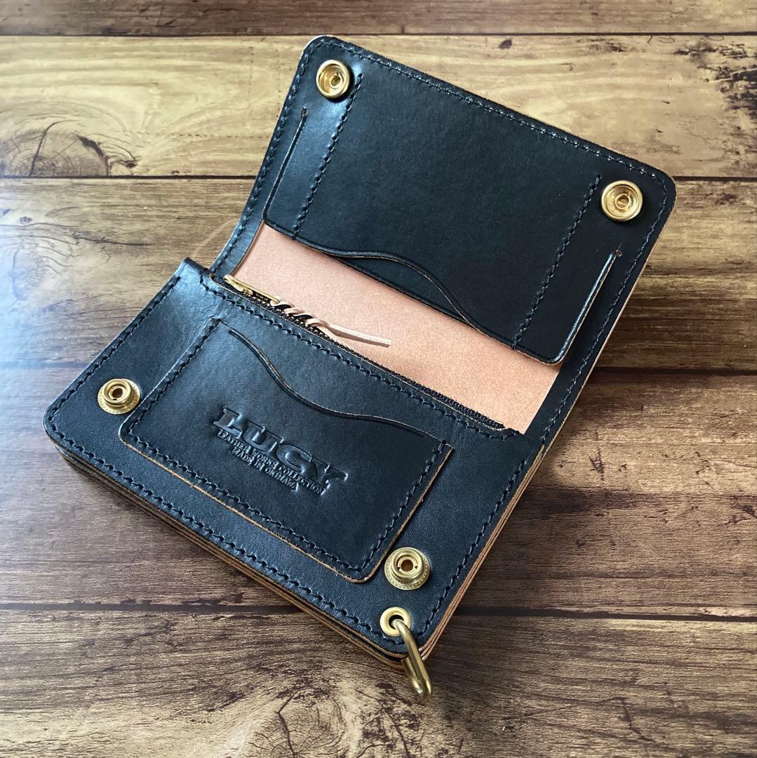 【お札を折らずに収納】国産ステアハイド トラッカーウォレット150（ミドル）3層