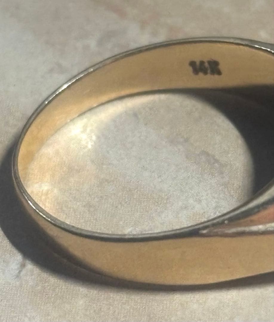 14kゴールド　オニキス　シグネットリング約9号〜10号5g