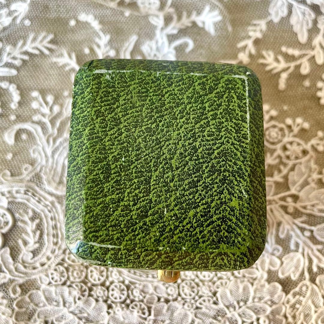 金彩入りジュエリーボックス　リングケース　グリーン緑　フランスアンティーク