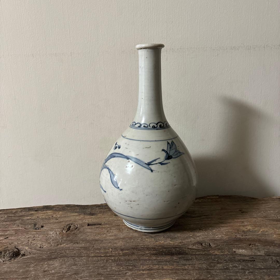 古伊万里染付徳利瓶　古道具　アンティーク　骨董　壷　花瓶　花入　白磁　検:李朝