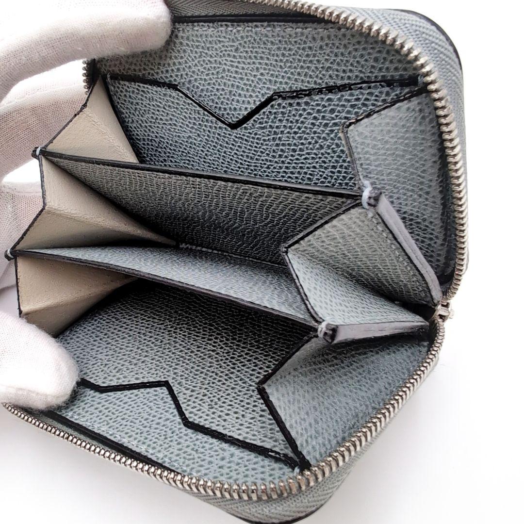 Valextra　カードケース　ジップウォレット　ミニ財布　グレー　本革