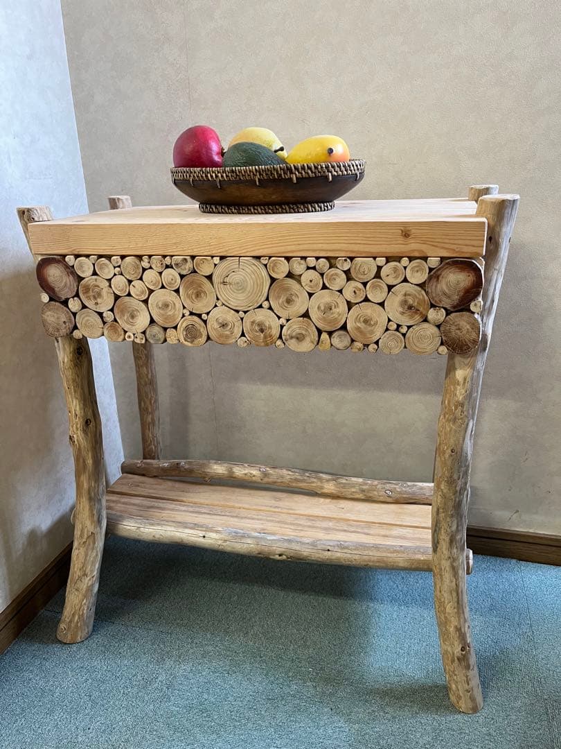 流木のサイドテーブルコーヒーテーブル引き出し付きチェストナイトテーブル