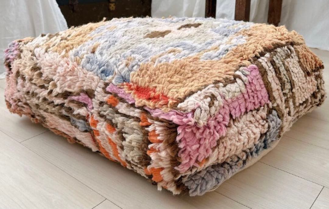 モロッコプフ　プフ　オットマン　クッションカバー　モロッコラグ　ビンテージ