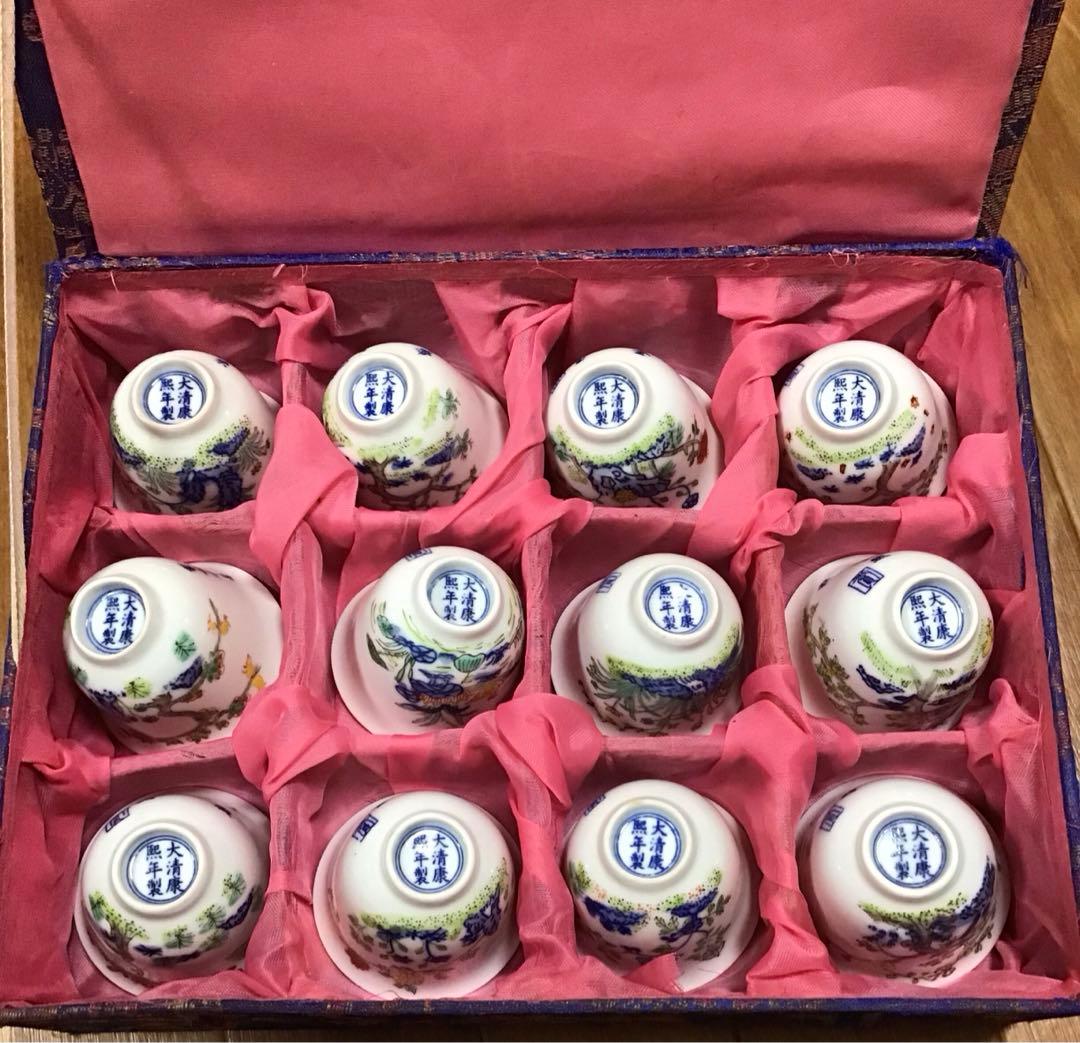 S*)様 中国古美術　煎茶碗　十二客　無傷　大清康熙年製