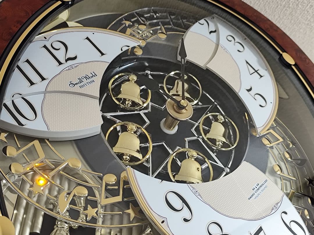 スモールワールドM498 からくり時計 メロディ 電波 レア 動作確認済み 木目