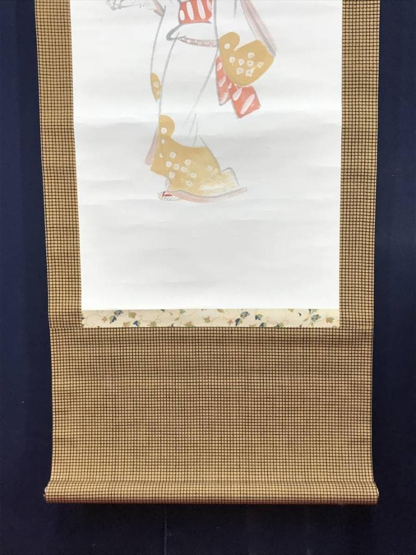 大林千萬樹/大林千万樹/美人羽つき図/美人画/掛軸/名家伝来/AC-554