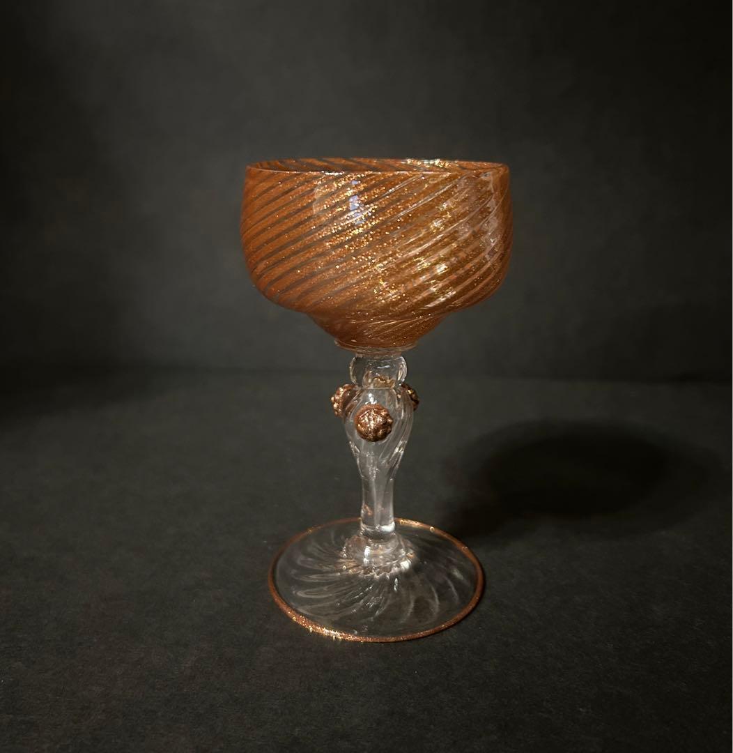 ベネチアガラス ムラノガラス ワイングラス 金彩