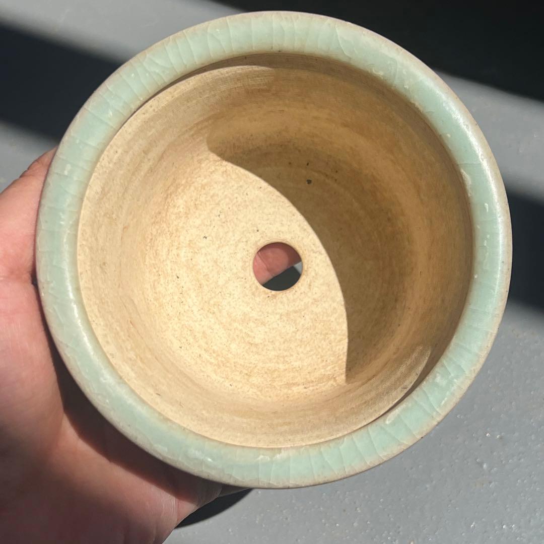 786.美功 窯変丸鉢 盆栽鉢 植木鉢 12.2*7.8cm