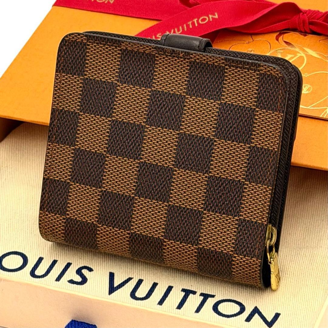 【極美品】ヴィトン ダミエ エベヌ コンパクトジップ 二つ折り財布 N61668