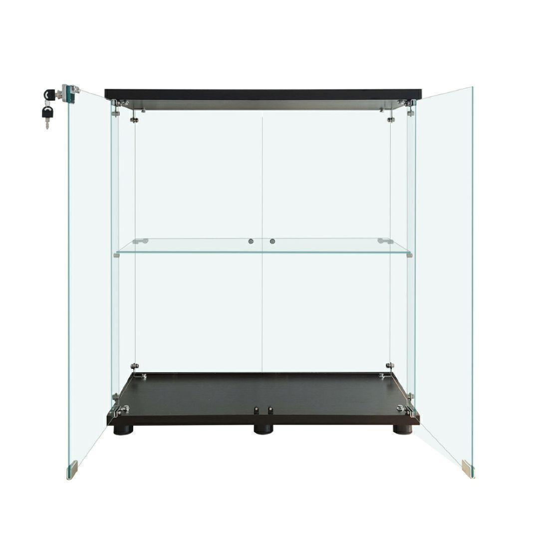 ガラスケース 2段両扉 コレクション フィギュア 棚 ショーケース 黒 1998