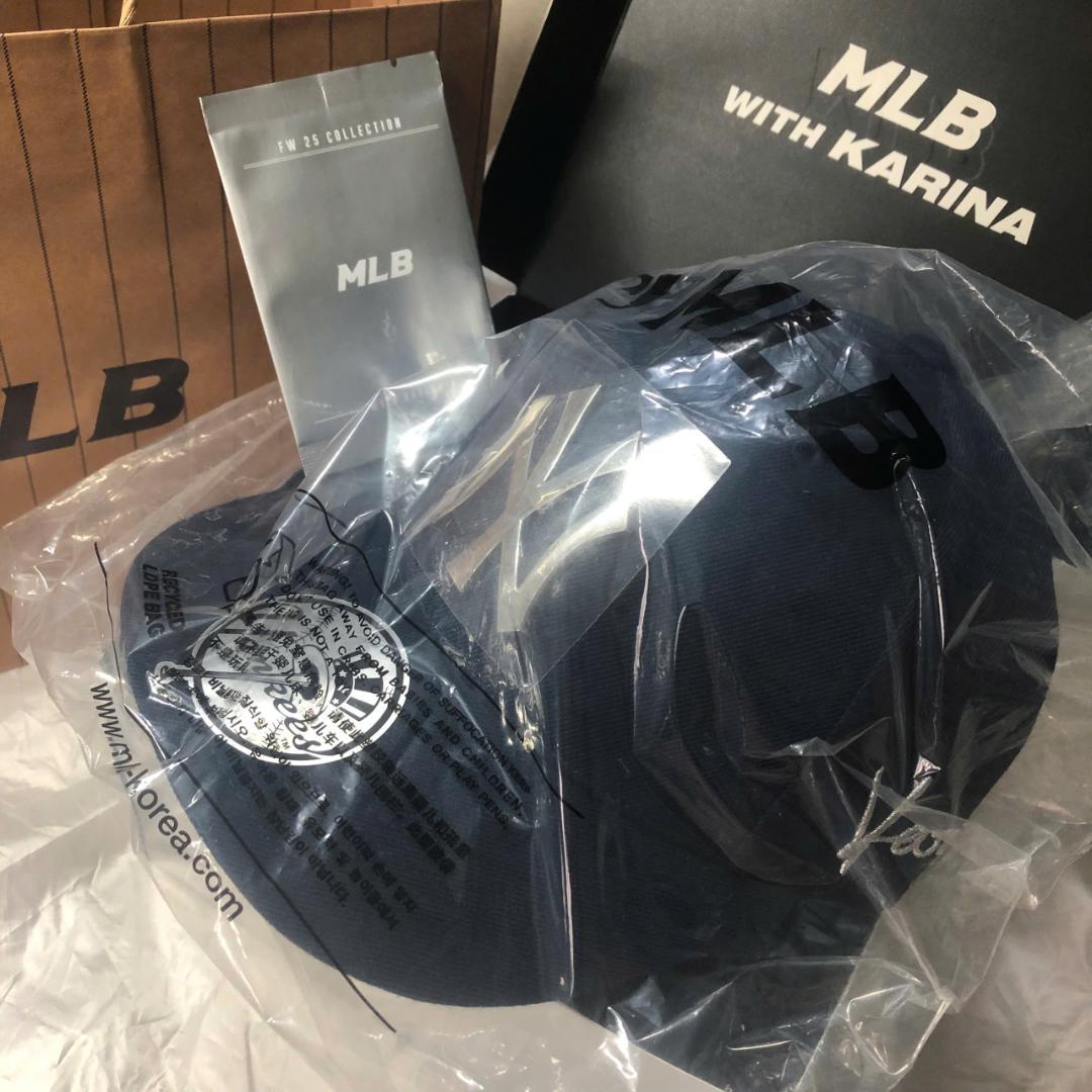 aespa カリナ MLB キャップ 帽子ネイビー KARINA トレカセット④